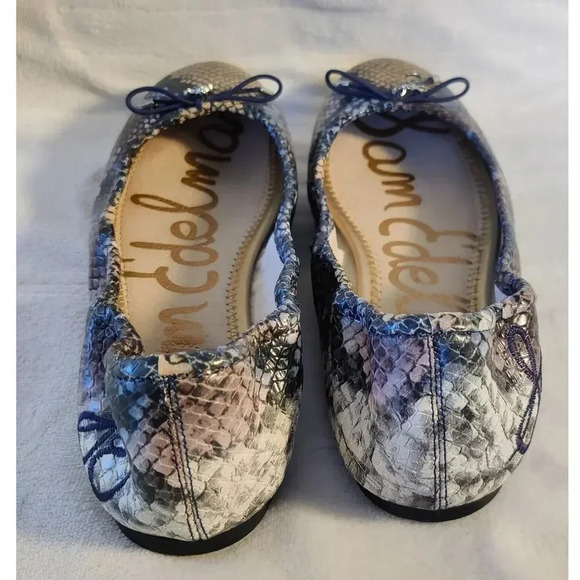 Sam Edelman Felicia Ballet Flat Snake Skin Pattern Leather Size 5.5 Bow Casual - Picture 7 of 8
